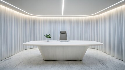 Sleek Office Minimalism: Sunlit Workspace with Design Aesthetics Design
