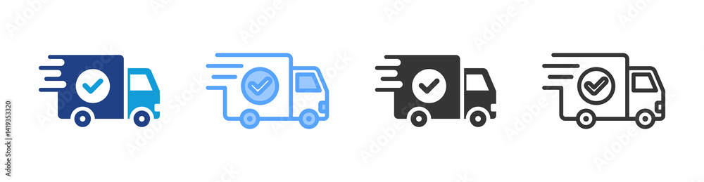 Poster Delivery icon set multiple style collection