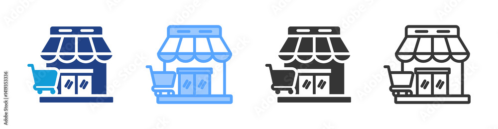 Poster Retail icon set multiple style collection