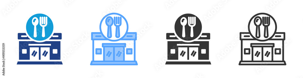 Poster restaurant icon set multiple style collection