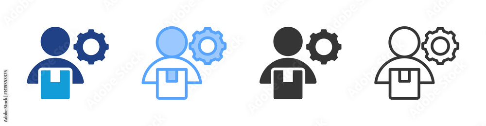 Poster Courier Service icon set multiple style collection