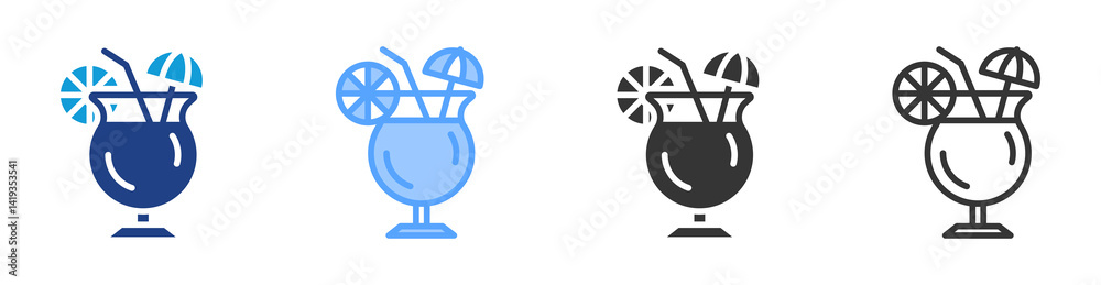 Poster Drinks icon set multiple style collection