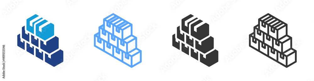 Aufkleber boxes icon set multiple style collection