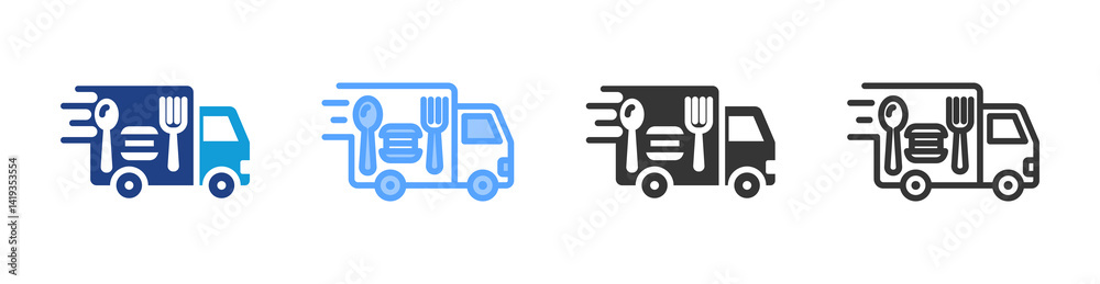Poster car icon set multiple style collection