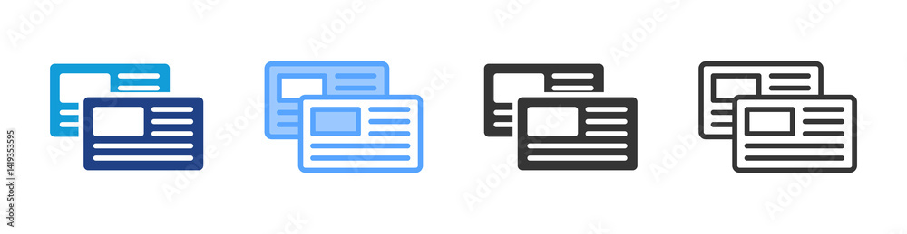 Poster card icon set multiple style collection