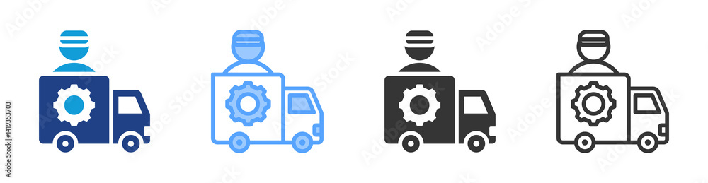 Poster food service distributor icon set multiple style collection