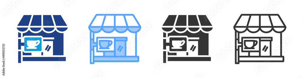 Poster cafeterias icon set multiple style collection