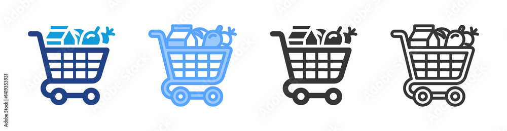 Poster Grocery Delivery icon set multiple style collection