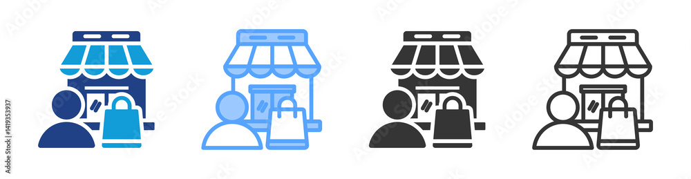 Poster customer icon set multiple style collection