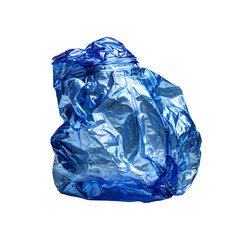 Fototapeta premium Blue plastic bottle crumpled, isolated on white, clipping path --v 7.0