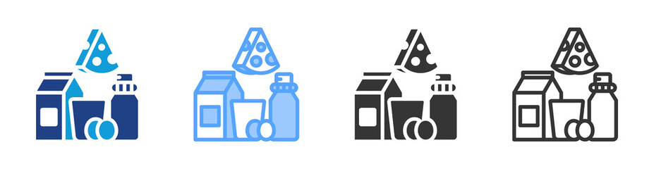 Dairy Products icon set multiple style collection
