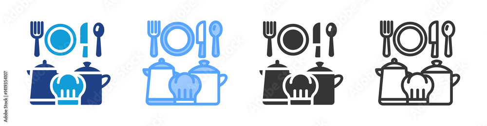 Poster Meal Kit icon set multiple style collection