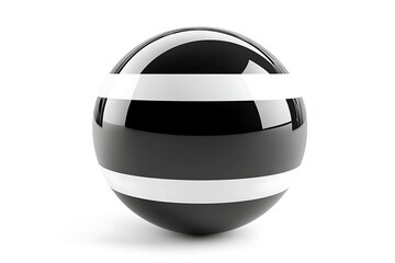 3D black sphere with white stripes on white background