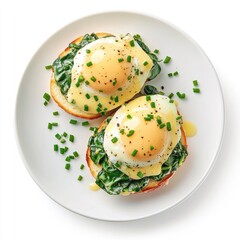 Two eggs benedict on a plate