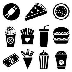 Essential Fast Food Icons in a Clean and Modern Line Style.
