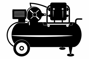 Obraz premium air compressor silhouette line art vector illustration