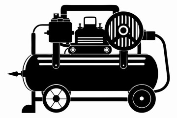 air compressor silhouette line art vector illustration