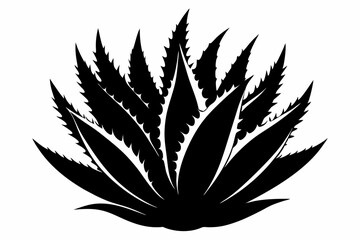 Naklejka premium aloe vera plant silhouette line art vector illustration