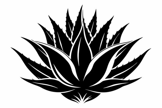 recommend clip art: aloe vera plant silhouette line art vector illustration