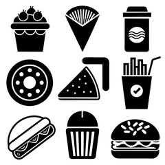 Create a Cohesive Set Minimalist Fast Food Icons