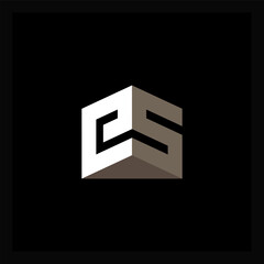 ES: Modern 3D Logo with Architectural Edge. Clean Geometric Design for Premium Branding. Strength Meets Style in Monochrome Perfection.