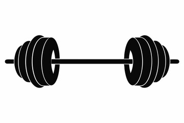 barbell silhouette line art vector illustration