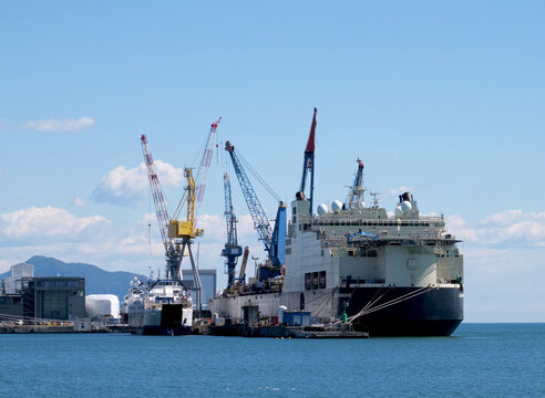 Genoa, Italy - march 2025: the vessel pipe layers Castorone of the Saipem fleet.