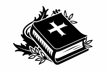 bible silhouette line art vector illustration