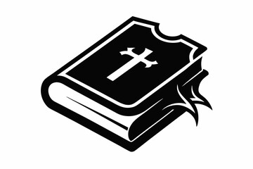 bible silhouette line art vector illustration