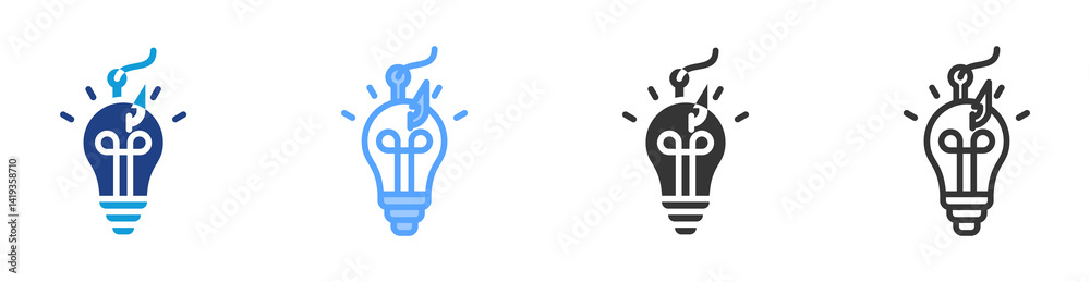 Poster Unauthorized Use icon set multiple style collection