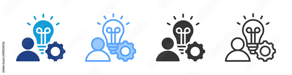 Poster Innovator icon set multiple style collection