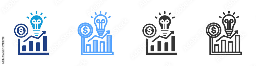 Poster business idea icon set multiple style collection