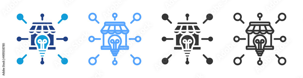 Poster franchise icon set multiple style collection