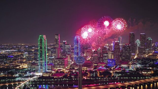 Dallas City Fireworks, American Independence day Celebration HD Video