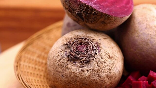 Close-up of beetroot in a basket