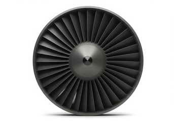 Close up of a dark gray jet engine fan  isoleted on white background