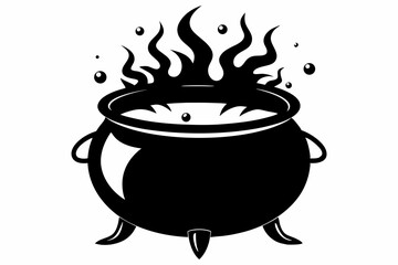 cauldron silhouette line art vector illustration