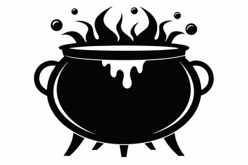 cauldron silhouette line art vector illustration