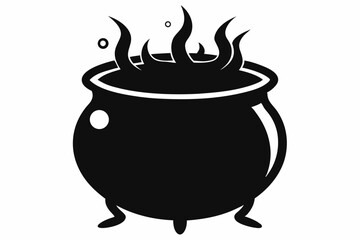 cauldron silhouette line art vector illustration