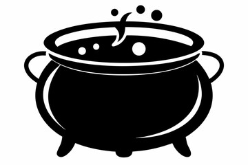 cauldron silhouette line art vector illustration