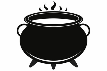 cauldron silhouette line art vector illustration