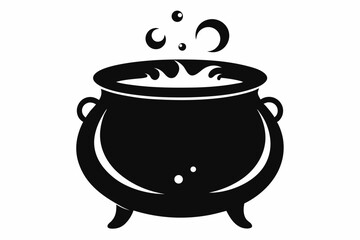 cauldron silhouette line art vector illustration