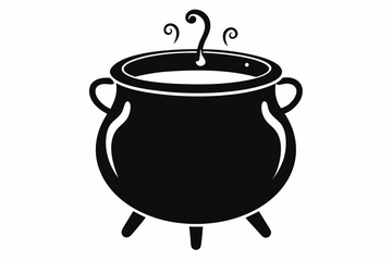 cauldron silhouette line art vector illustration