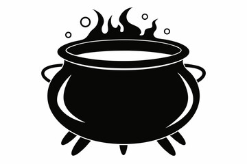 cauldron silhouette line art vector illustration