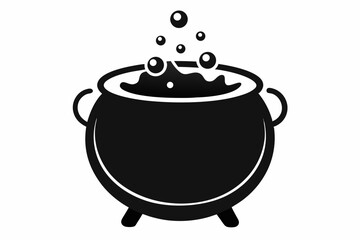 cauldron silhouette line art vector illustration