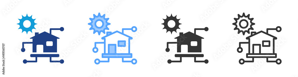 Poster residential installation icon set multiple style collection