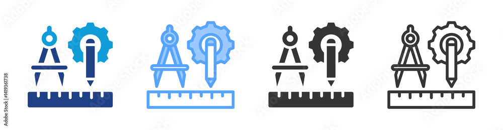 Poster measurements icon set multiple style collection