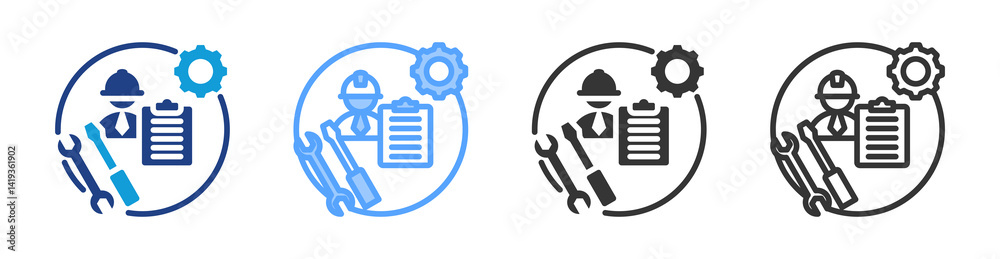 Poster preventive maintenance icon set multiple style collection