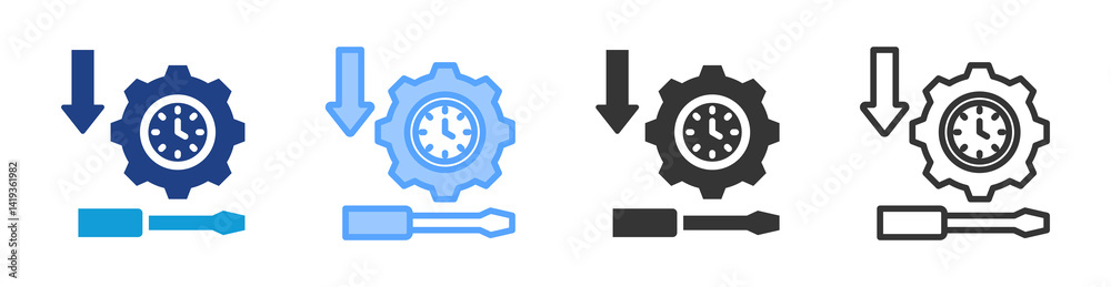 Poster Scheduled Downtime icon set multiple style collection