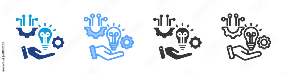 Poster Technical icon set multiple style collection